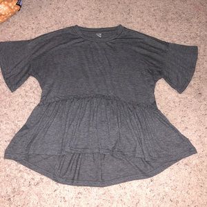 Amazon essentials loose fitting dark grey dressy or casual shirt.